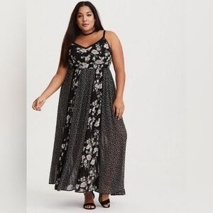 Black Floral Chiffon Maxi Dress